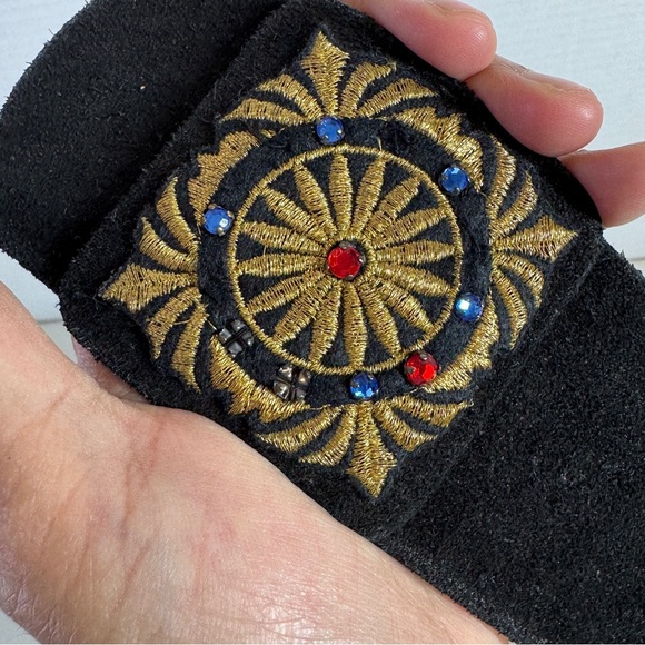 Vintage  80s Rare Dino Valiano Black Gold Adjustable Snap Belt Size 38 - Picture 10 of 13